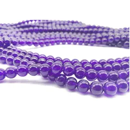 1Strand Lot 4 6 8 10 12 mm Purple Quartz Crystal Stone Round P￤rlor L￶st distansp￤rla f￶r smycken som g￶r DIY -halsband H Jllrty