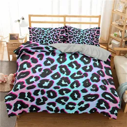 Zeimon 2 / 3pc Leopard Printed Luxury Gift 3D Bedding Set Bedspread Queen King Duvet Cover med örngott för hemtextil 201021