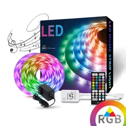 RGB LEDストリップライト5M 10M防水RGB接着テープDC12VリボンミュージックLEDストリップフレキシブルストライプランプ
