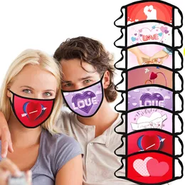 デザイナーマスクバレンタインデーフェイスアンチダスト漫画マスク洗える再利用可能な口カバーコットン