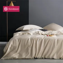 Sondeson Luxury 100% Silk 25 Momme Bedding Set Silk Healthy Skin Beauty Duvet Cover Set Flat Sheet Pillowcase Bed Set For Adult T200706