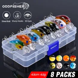 8 adet/takım 4 cm 3.7g Mini Wobblers Crankbait Balıkçılık Cazibesi Yapay Yem Sert Yüzen Wobbler