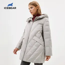 ICEbear New Winter Long Women Down Jacket Fashion Warm Women Parka con cappuccio Abbigliamento donna di marca GN319300P 200922