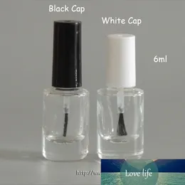 100pcs / lot 6 ml esvaziar claras frascos de esmaltes de vidro em forma redonda com tampão preto branco