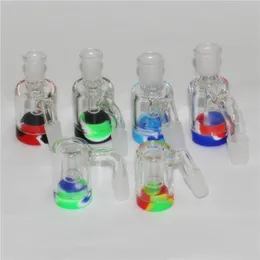 Mini Glass Ash Catcher 14mm-14mm for smoking bong ashcatchers with silicon base silicone dab oil rigs