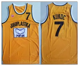 Retro Europa Jugoslavia 7 Kukoc Jersey Jugoplastika Split Pop Mens Basket Ballsley Jersey Vintage Stitched Shirt Classic Collection Nuovi fan