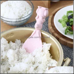 Skedar bestick kök, matsal bar hem trädgård kreativ vete st rice sked söt kanin non-stick tre-nsional shovel hushåll plast c
