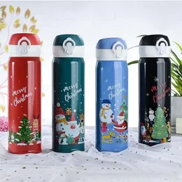 Christmas Water Bottle Santa Claus Snowman Tumblers Double Wall Insulate Thermos Stainless Steel Drinking Vacuum Flasks Sea Shipping LSK1669