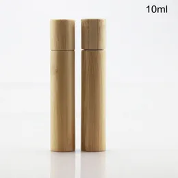 5ml10ml Natural Essential Oil Gemstone Roller Ball Empty Bottles Glass liner Bamboo body Cap Perfume essential oil filling container