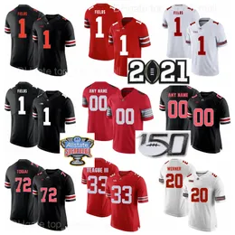 NCAA Ohio State Buckeyes 1 Justin Fields Jersey Football 33 Master Teague III Pete Werner Togiai Tuf Borland Finals 2021 Sugar Bowl Stitched High Quality