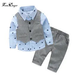 Baby Boys Wedding Clothes Kids Formalny garnitur chłopiec koszula + kamizelka + spodnie stroje dla niemowląt odzież Zestaw odzieżowych dzieci Zestaw LJ201023