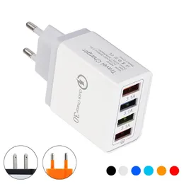 4 porty Ładowarka USB Szybki ładowanie QC3.0 EU / US Plug Szybka ładowarka zasilania Ładowarka do Huawei Mate 30 Tablet Portable Fast Wall Charger