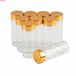 30x80mm 24 sztuk 40 ml butelki szklane aluminiowe śruba Golden Cap Puste Przezroczyste Clear Płynny Prezent Pojemnik Wishing Butelka Jarshigh QualTity