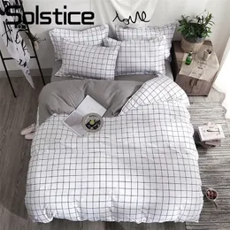 Przesilenie Home Textile Black Lattice Duvet Cover Poszewka Poszewka Poszewka Proste Boy Girls Sets 3/4 SZTUK Single Double Bedlinen LJ200819