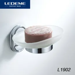 LEDEME Soap Dish Wall-mounted Chrome Base With Acrylic Glass Soap Box Holders Bathroom Accessories Soap Dishes Case L1902 Y200407
