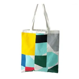 Återanvändbar Shopping Handväska Ladies Canvas Tote Bag Casual Print Beach Väskor Eko-Folding Storage