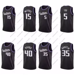 خياطة مخصصة De'aaron Fox #5 كرة السلة Jersey Harrison Barnes #40 Davion Mitchell #15 Tyrese Haliburton #0 Jerseys 2021-22 75th