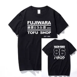 Initial D Manga Hachiroku Shift Drift Men T-shirt Takumi Fujiwara Tofu Shop Delivery Ae86 Mens Kläder Märke Tee Shirt G1222