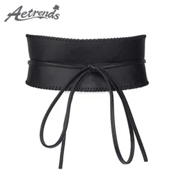 Riemen AETRENDS Vrouwen Zacht Leer Zelf Tie Wrap Cinch Riem Obi Stijl Brede Taille Band D01121362566