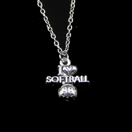 Fashion 21*19mm I Love Softball Pendant Necklace Link Chain For Female Choker Necklace Creative Jewelry party Gift