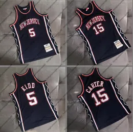 قمصان كرة السلة للرجال S-2XL Jason Kidd # 5 Vince Carter # 15 Mitchell Ness 2006-07 Hardwoods Classic Retro Jersey