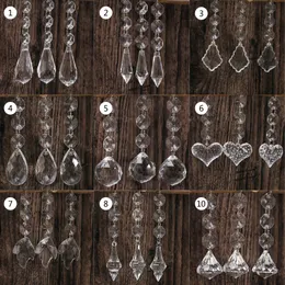 10st Acrylic Crystal Pärlor Släpp form Garland ljuskrona hängande party dekor bröllop dekoration centerpieces för tabeller c0125