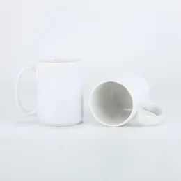 Biały Sublimacja 15oz Ceramiczny Puchar Proste Puste Drukowanie ciepła Kubek Home Office DIY Ceramiczny Kubek Kawy