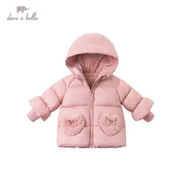 dave bella winter baby girls fashion bow pockets hooded down coat children 90% white duck down padded kids jacket LJ201124