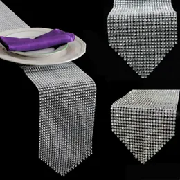 1 sztuk Złoto Silver Diamond Siatka Stół Biegacz Kryształ Rhinestone Wstążka Bling Sparkly Wrap Ślub Dekoracja świąteczna dla domu 201102