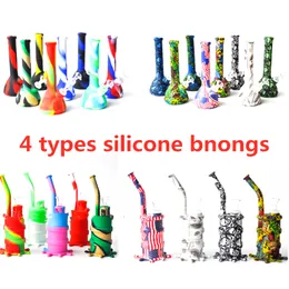 Hookahs 8" Silicone Bong Water Pipes Portable Camouflage Oil Rigs Detachable Unbreakable Smoking Concentrate Pipe