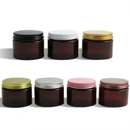 20 x 150g 5oz Amber Empty Cosmetic Containers With Aluminium lids Sample Cream Jars Packaging