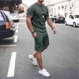Casual Men's Sweat Short Sleeve Tshirts Shorts Suit Summer Fashion Hip hop Clothes France Football Jersey Cotton Two Piece Set G1222