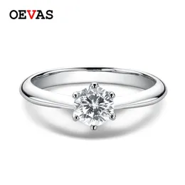 Oevas glittrande riktiga 0,5 karat bröllopsringar för kvinnor toppkvalitet 100% 925 sterling silver engagemang fina smycken 220216