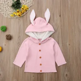 2020 di recente Autunno Caldo Bello Infantile Del Bambino Delle Ragazze Dei Ragazzi Cappotto del Rivestimento 3D Orecchie Con Cappuccio A Maniche Lunghe Monopetto Cappotti Solidi