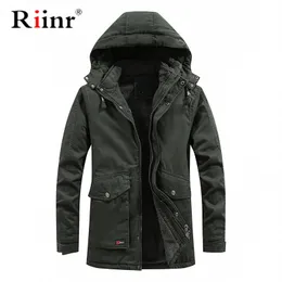 Riinr marca jaqueta de inverno homens tamanho quente grosso windbreaker de alta qualidade velo algodão-acolchoado parkas militares vestido de sobretudo 201027