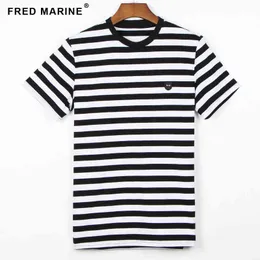 2021 Francja Serige Park Striped T Shirt dla klasycznego projektu z odznaką krawatową Nowy Top Tee dla Duży Rozmiar Wysokiej Jakości Cottomaterial G1229