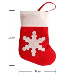 Mini Christmas Stocking Snowflake Cutlery Bag Heminredning Xmas Strumpor Kniv Fork Porslin Hållare Presentkassar HH9-3541