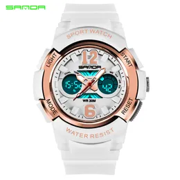 Sanda женщины спортивные часы мода водонепроницаемые светодиодные многофункциональные цифровые наручные часы кварцевые часы Montre Femme Relogio Feminino 201114