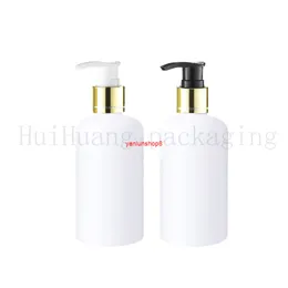 20X250ml white body cream gold collar screw lotion pump cosmetic plastic bottles,250cc liquid soap shampoo bottle with dispensergood package