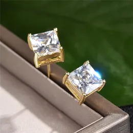 Hotsale for Men Women Diamond Earrings White Gold Plated Bling Square CZ Stone Stud Earrings for Men Women Nice Gift