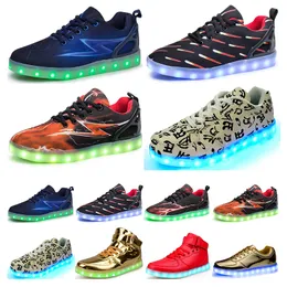 Casual luminous shoes mens womens big size 36-46 eur fashion Breathable comfortable black white green red pink bule orange two 22