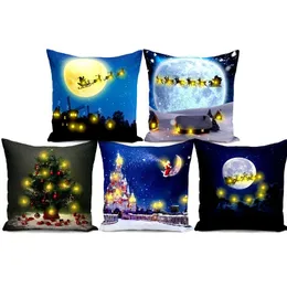 Christmas LED Pillow Case Christmas Theme Letters Pillowslip Plush Pillow Cover Home Sofa Decorative Throw Pillows cushion covers