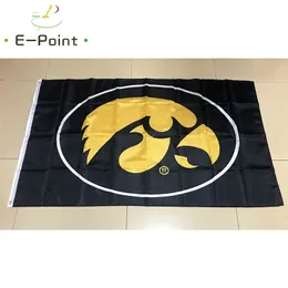 NCAA Iowa Hawkeyes Flag 3 * 5ft (90 سنتيمتر * 150 سنتيمتر) البوليستر العلم راية الديكور تحلق المنزل حديقة العلم هدايا احتفالية