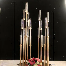 Dekoration Vaser för bröllopscentral Party Wedding Props Floral Stands For Flower Stand CentRepieces Mariage Gold Pedestal