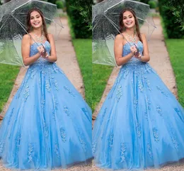 BAHAMA BLUE кружева PROM Sweet 16 платьев 2021 Съемный хрустальный ремень без бретелек A-Line платье вечернее одежда формальное платье для женщин длинный плюс