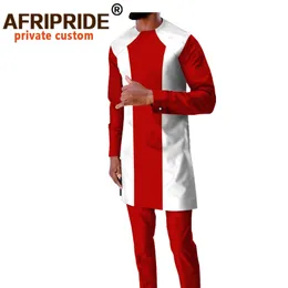Abbigliamento tradizionale africano per uomo Tuta Camicie a maniche lunghe e pantaloni Ankara Abiti Dashiki Crop Top Abbigliamento in cera LJ201126