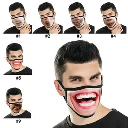 3D 재미 있은 인간의 얼굴 마스크 12 스타일 패션 인쇄 스푸핑 식 방진 면화 세탁 가능한 재사용 가능한 마스크 wholea09A23