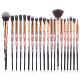 Pincel de maquiagem Conjunto de 20pcs Cores de gradiente de diamante a serem usados ​​para a base de sombras para sombra dos olhos Powele fundo blush pincel lipsyiner tyeliner tyelash sobrancelha escovas de sobrancelha