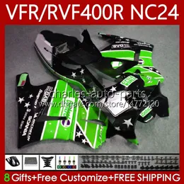 Fairings Kit för Honda RVF Grön svart VFR 400 VFR400 R 400RR 87-88 Body 78NO.159 VFR400R RVF400R NC24 V4 RVF400 R 1987 1988 VFR 400R VFR400RR 87 88 Motorcykel karosseri