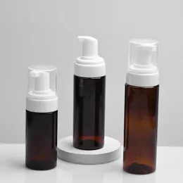 100ml 150ml 200ml Empty Liquid Foaming Soap Pump Liquid Bottles PET Brown Bottle Foam Pump For Cosmetics